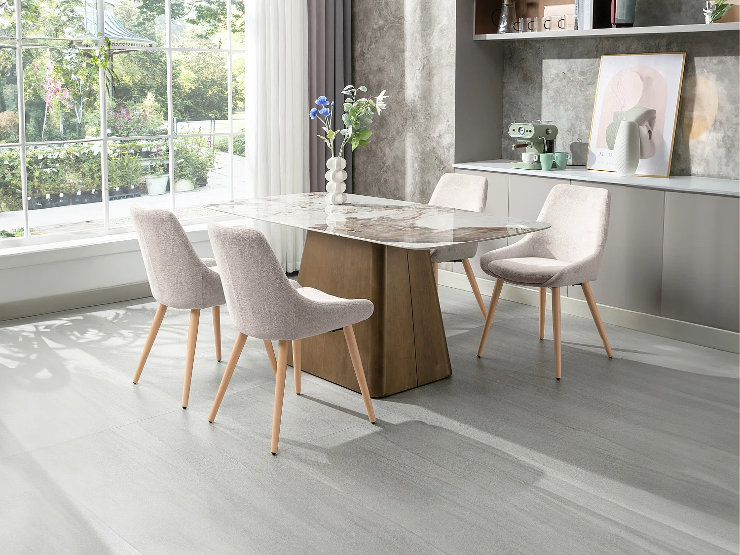 Set van 2 stoelen van stof en beuken - Beige - MASURIE