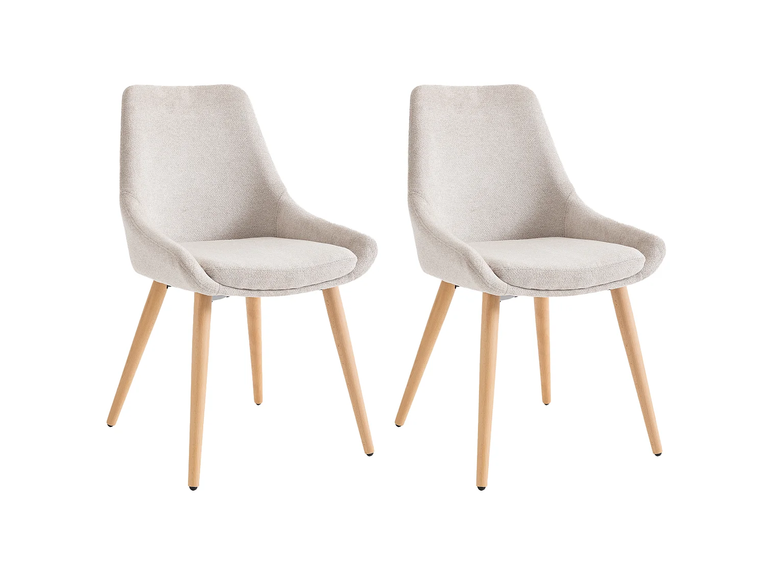 Stuhl 2er-Set - Stoff & Buche - Beige - MASURIE