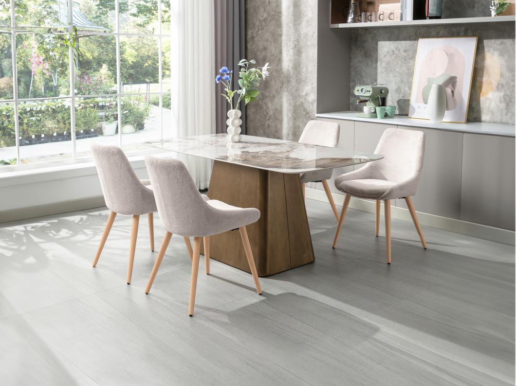 Lot de 2 chaises en tissu et hêtre - Beige - MASURIE