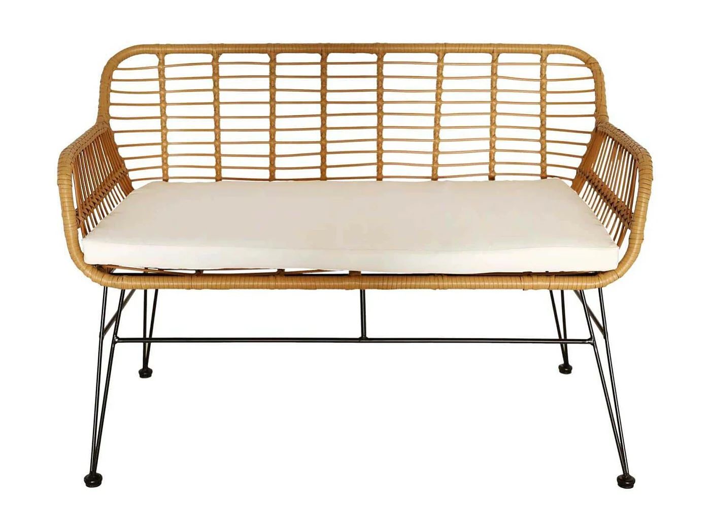 Banc Avec Coussin Beige, Marron, Blanc