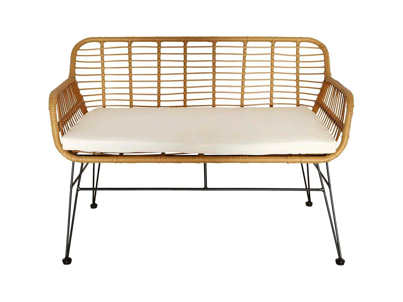 Banc Avec Coussin Beige, Marron, Blanc