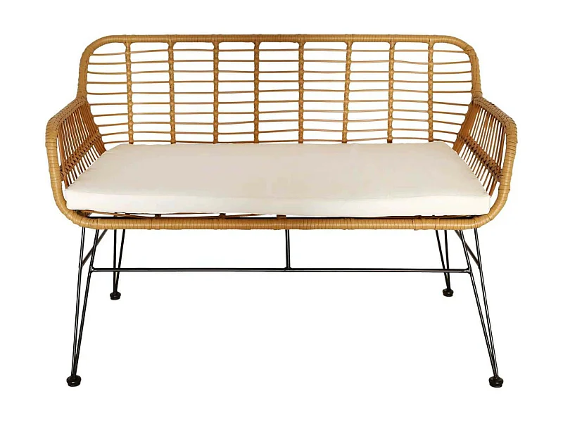 Banc Avec Coussin Beige, Marron, Blanc