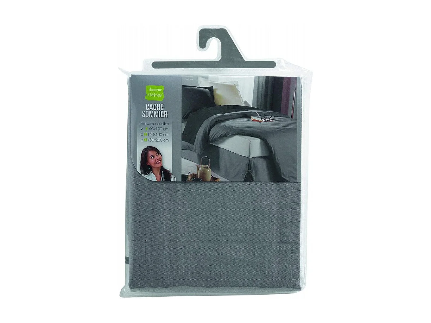 Cache Sommier "Sommina" 90x190cm Gris