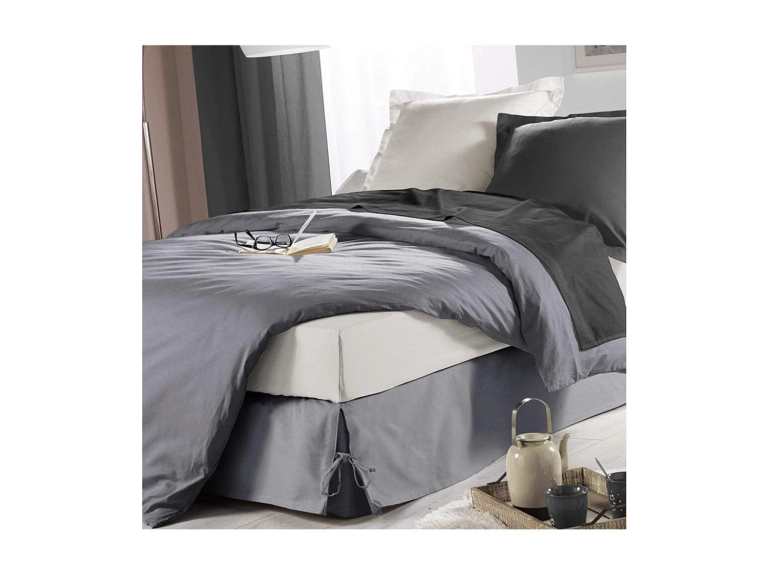 Cache Sommier "Sommina" 140x190cm Gris