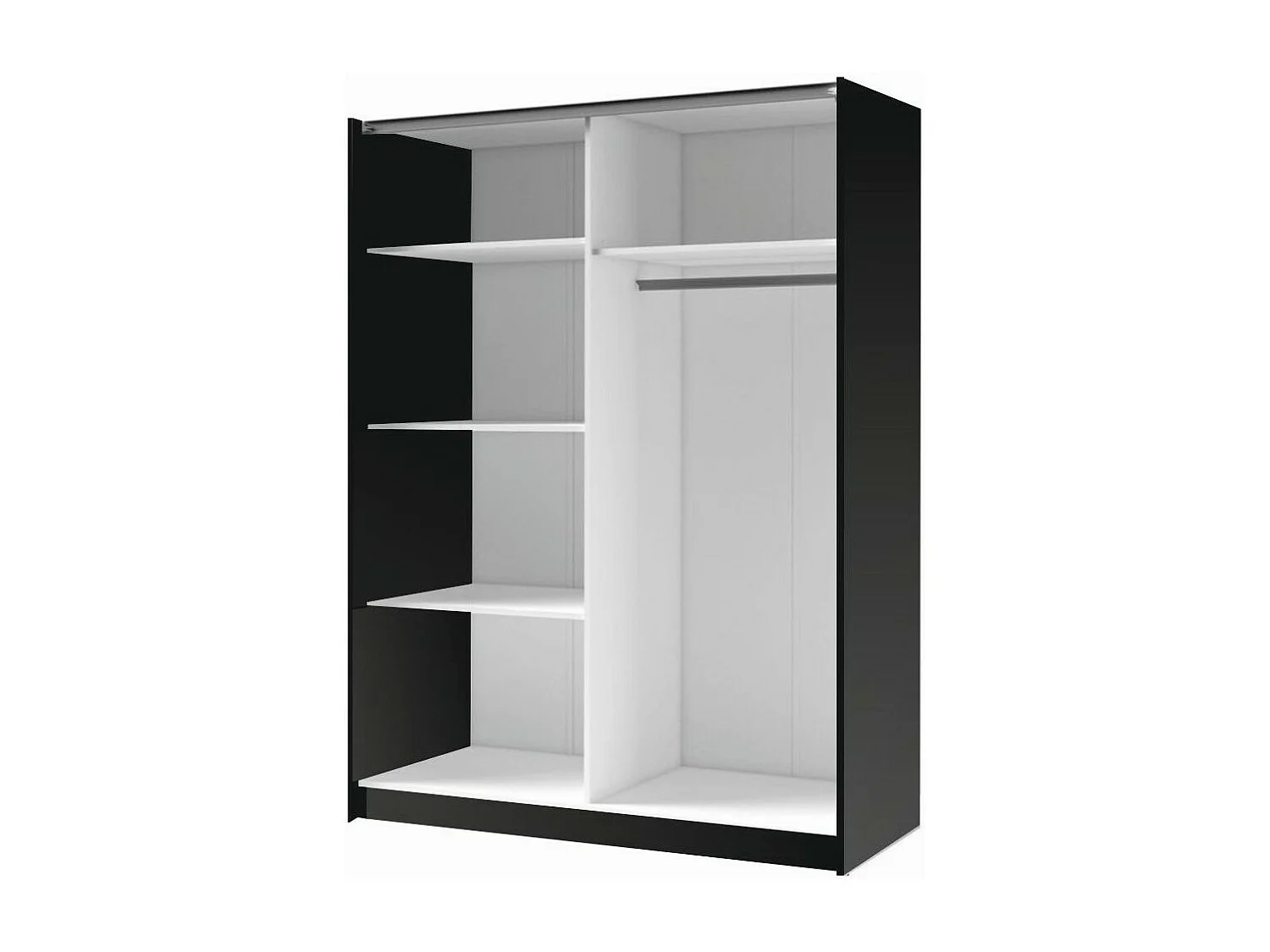 Armoire 200 cm avec 2 portes coulissantes, coloris noir – Collection STRANO