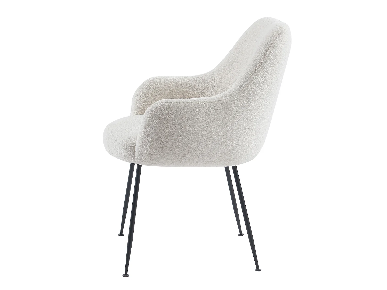 Lot de 6 chaises avec accoudoirs en tissu bouclette et métal - Blanc - TOYBA de Pascal Morabito