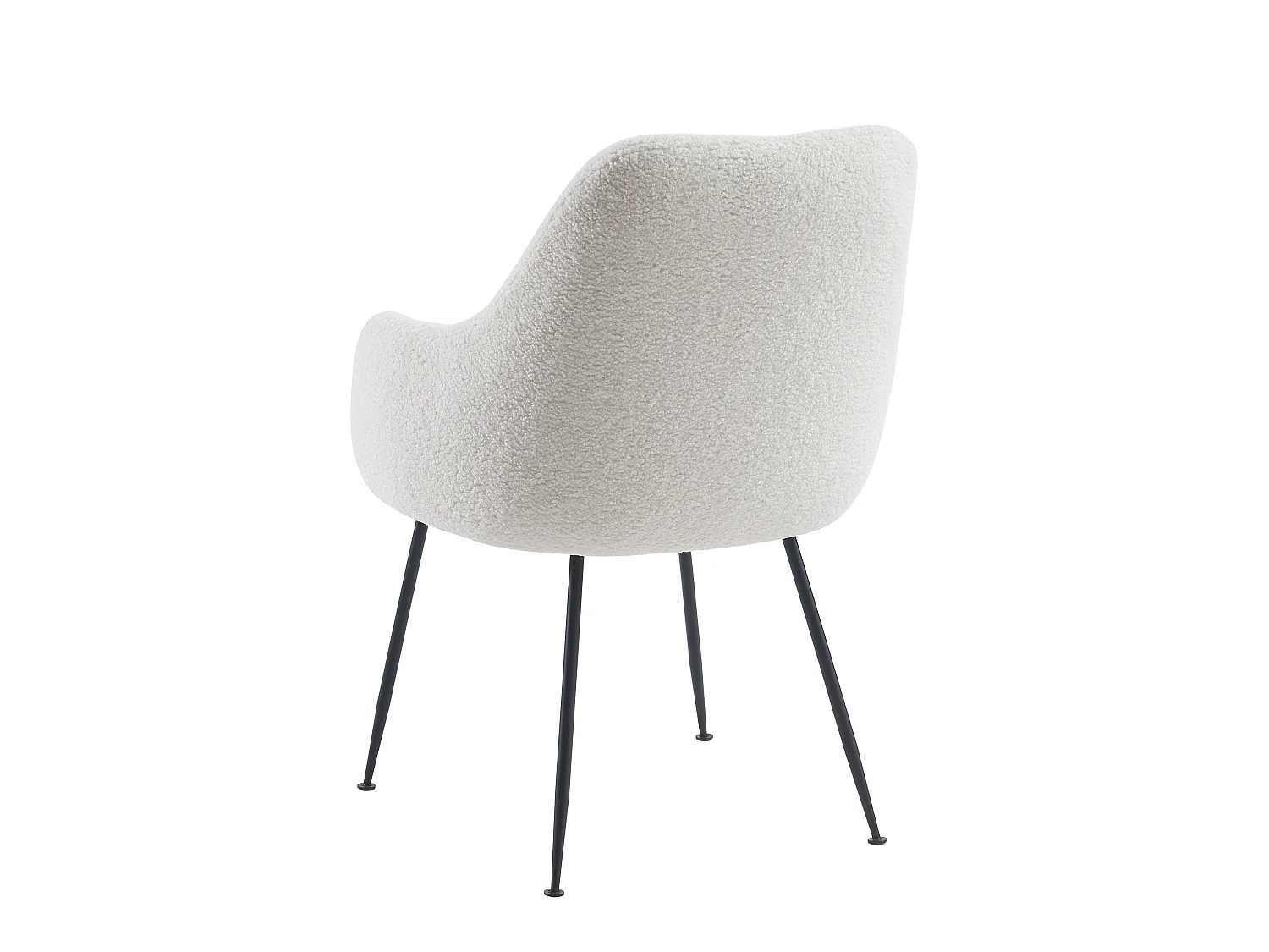 Lot de 6 chaises avec accoudoirs en tissu bouclette et métal - Blanc - TOYBA de Pascal Morabito