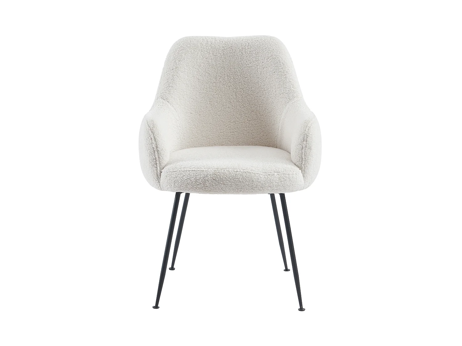 Set van 6 stoelen met armleuningen van boucléstof en metaal - Wit - TOYBA