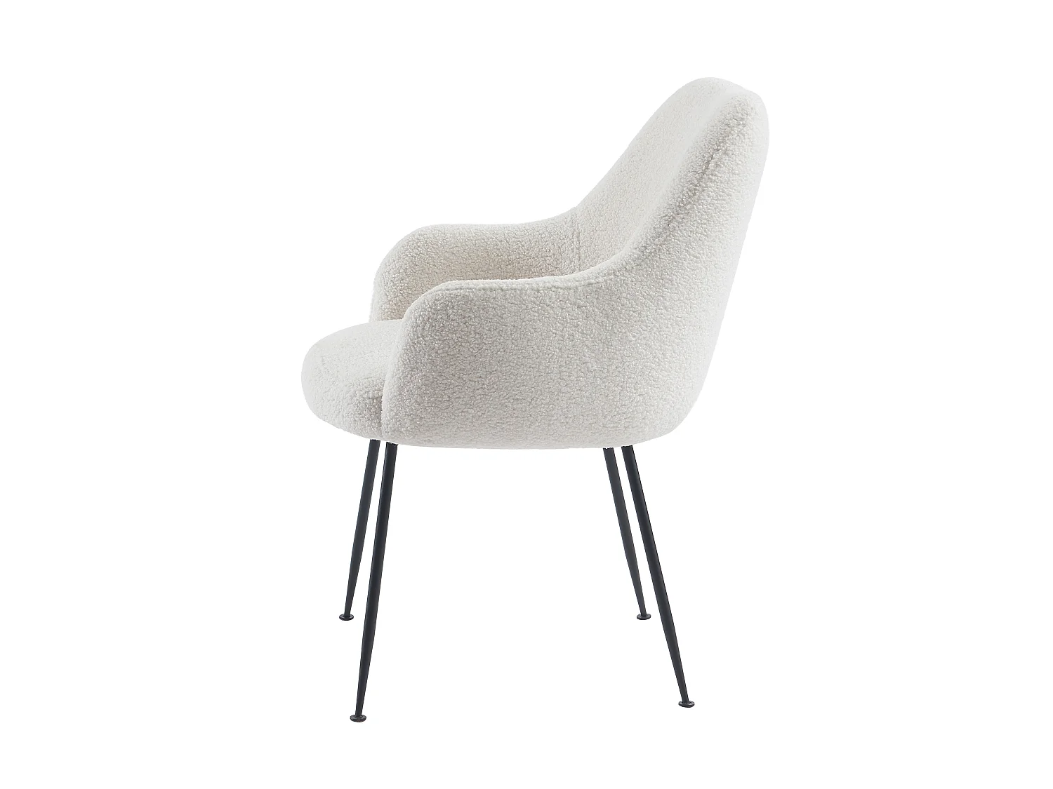 Set van 6 stoelen met armleuningen van boucléstof en metaal - Wit - TOYBA