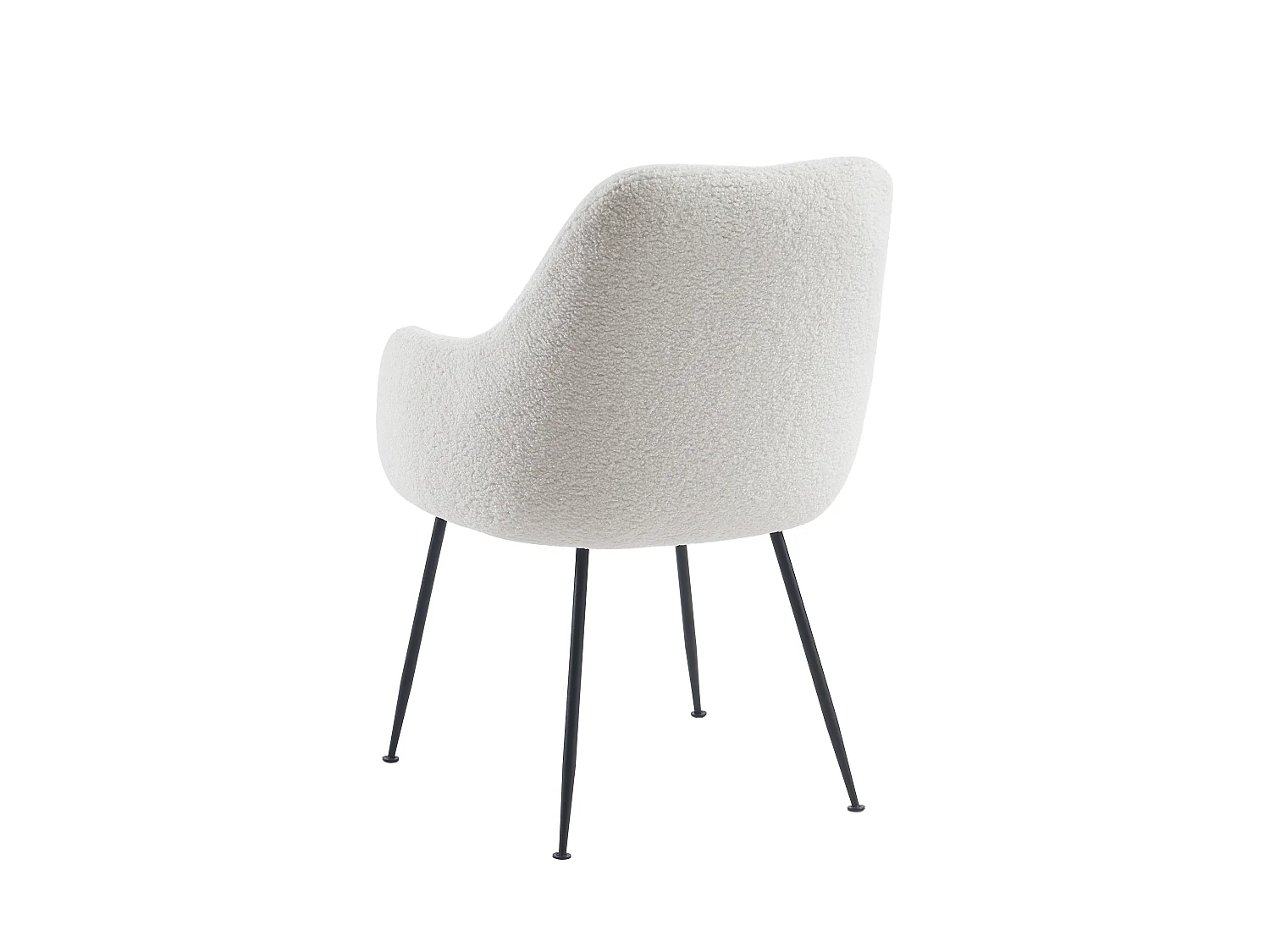 Set van 6 stoelen met armleuningen van boucléstof en metaal - Wit - TOYBA