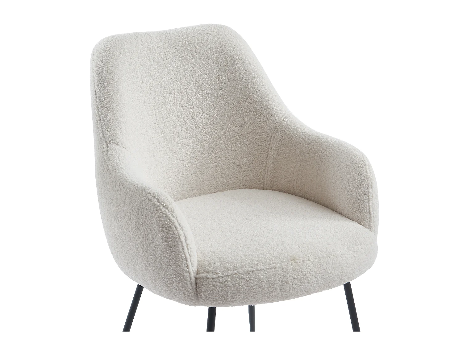 Set van 6 stoelen met armleuningen van boucléstof en metaal - Wit - TOYBA