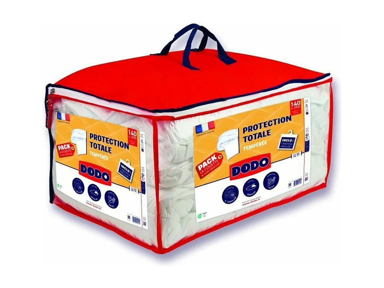 Couette 140 x 200 cm + Taie d'oreiller + 1 Protège oreiller