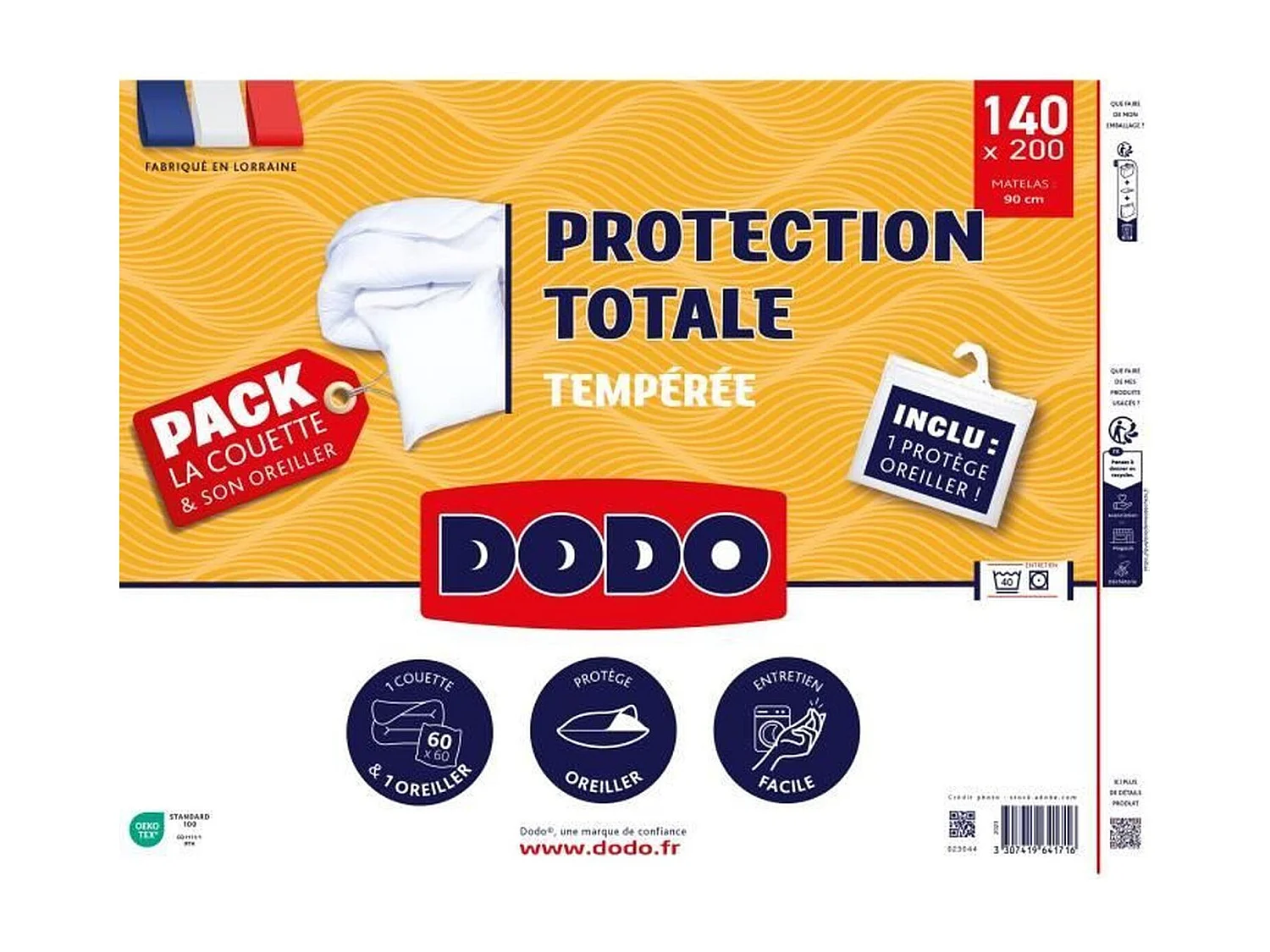 Couette 140 x 200 cm + Taie d'oreiller + 1 Protège oreiller