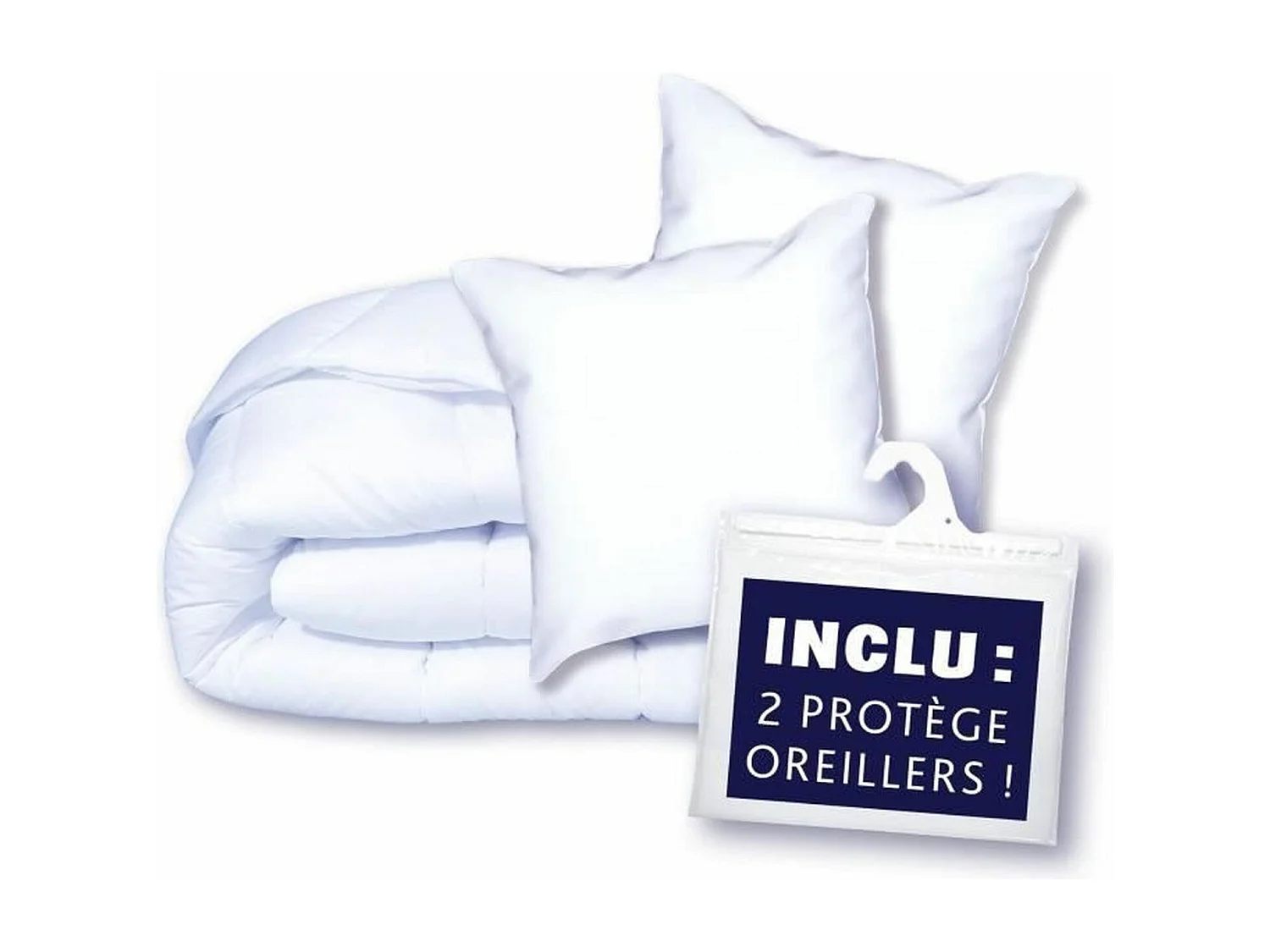 Couette 220 x 240 cm + Taie d'oreiller + 1 Protège oreiller