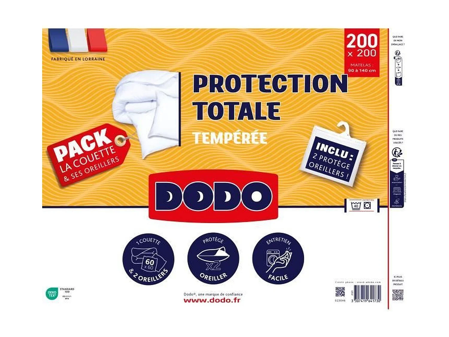 Couette 220 x 240 cm + Taie d'oreiller + 1 Protège oreiller