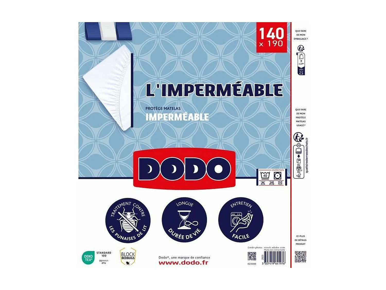 Protege matelas imperméable coton/polyester 140 x 190 cm