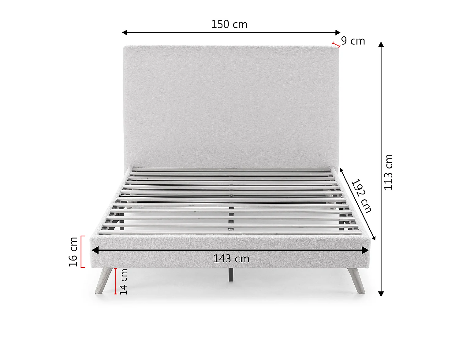 Gestoffeerd bedframe Mist 140x190 cm