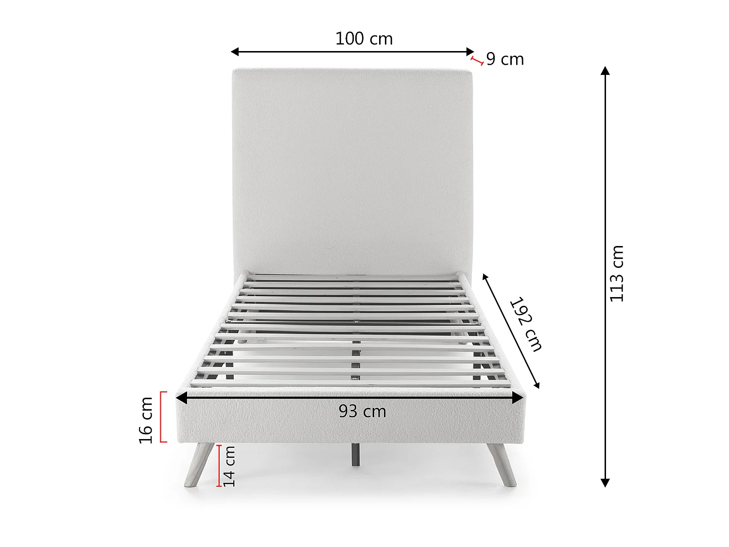 Estrutura de cama estofada Neblina 90x190 cm