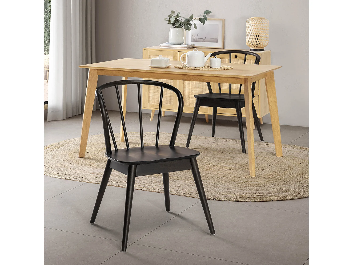 Pack 2 sedie Brisa colore nero, legno massello