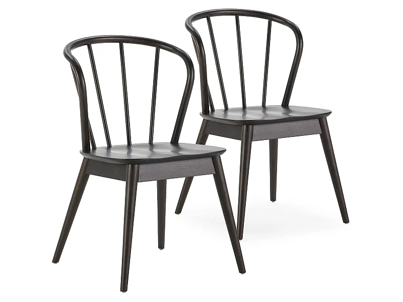 Set van 2 Brisa stoelen in de kleur zwart, massief hout.