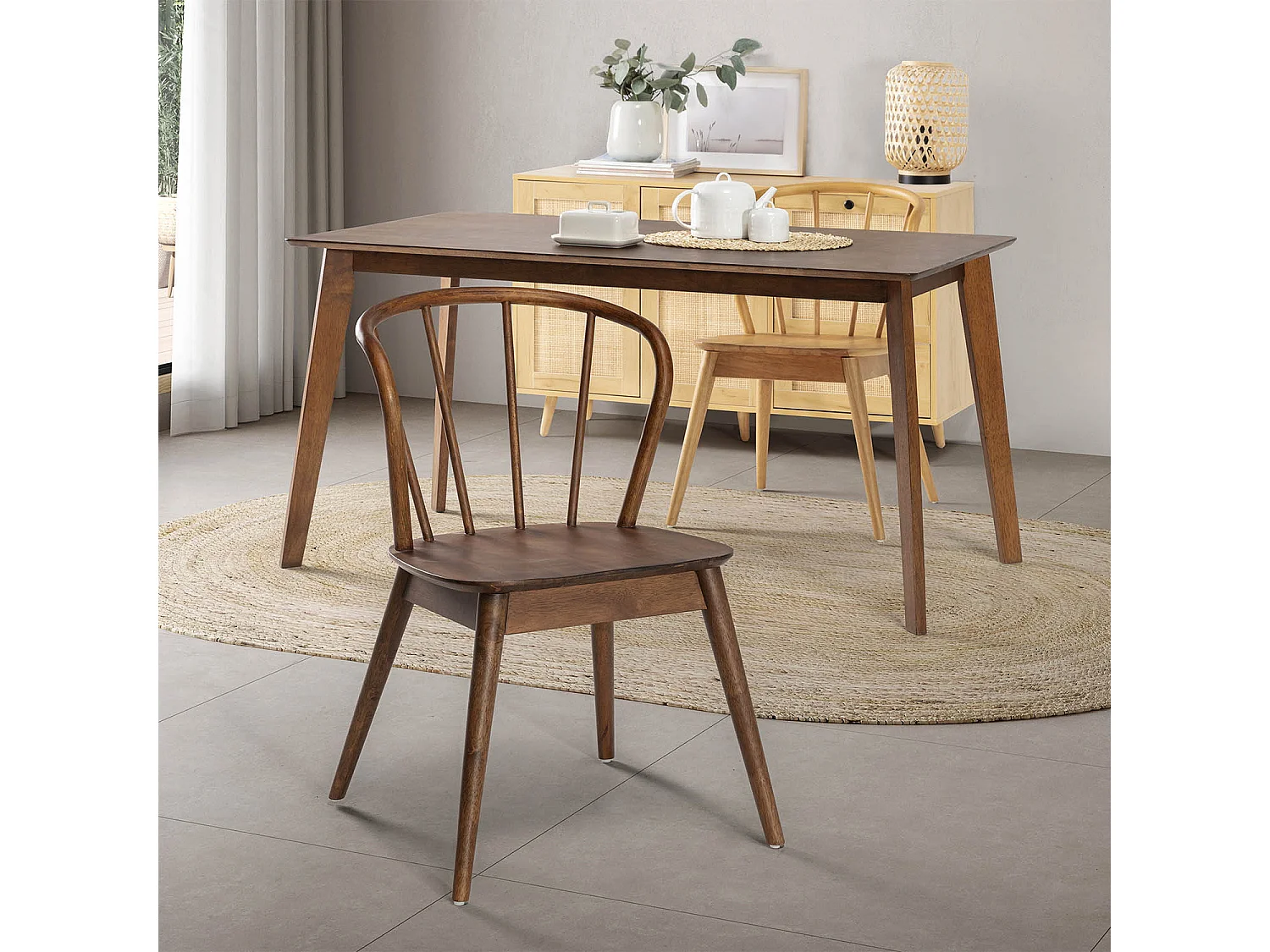 Pack 2 sedie Brisa color noce, legno massello