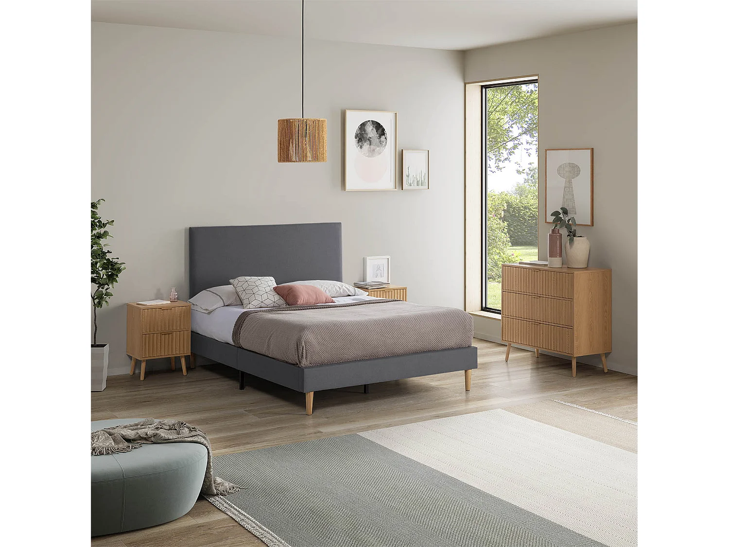 Tête de lit Aura recouverte de tissu Gris Foncé 140x60 cm