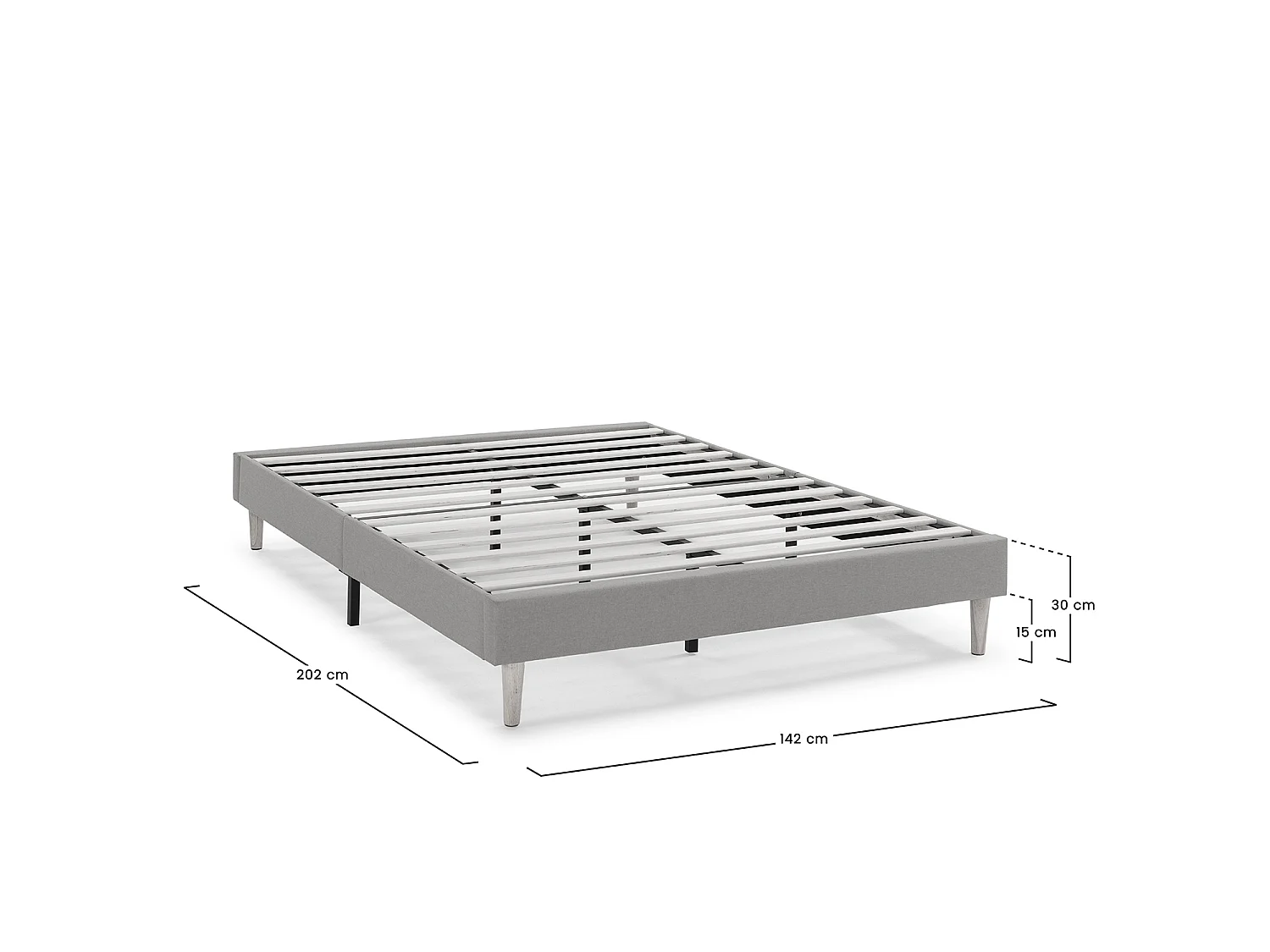 Sommier tapissier Aura 140x200 cm Gris Foncé, Hauteur 30 cm