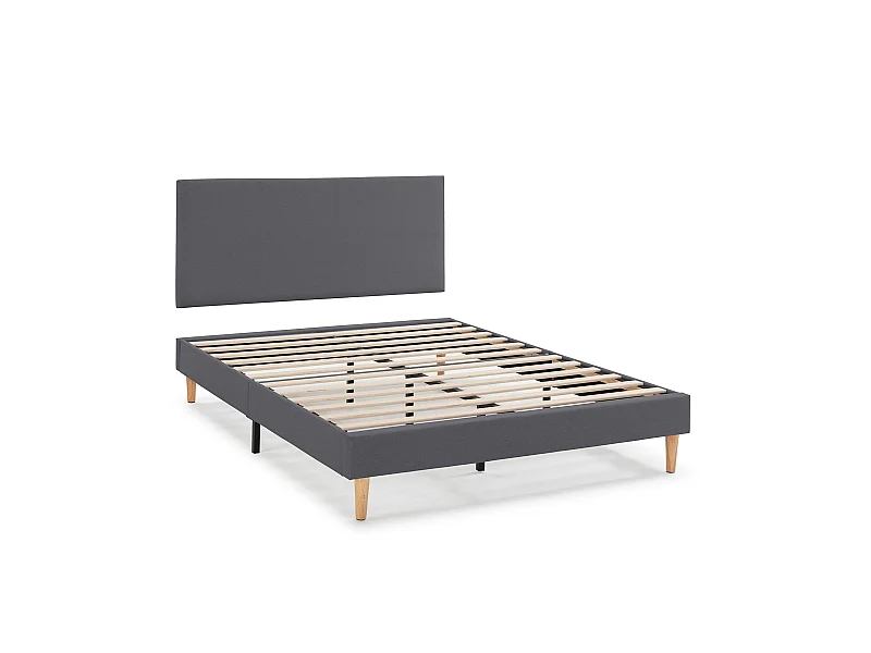 Polsterbett + kopfteil Aroma 140x190 cm, Dunkelgrau