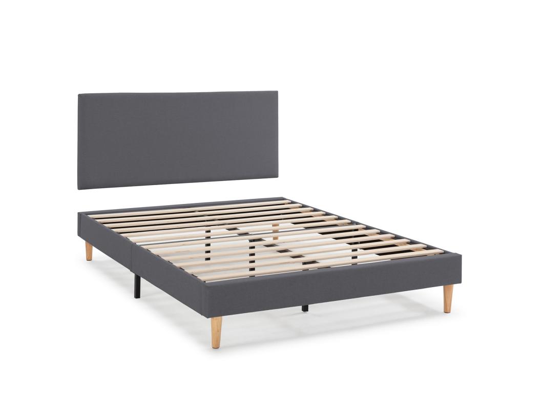 Beklede basis + Aura hoofdeinde 160x200 cm Donkergrijs
