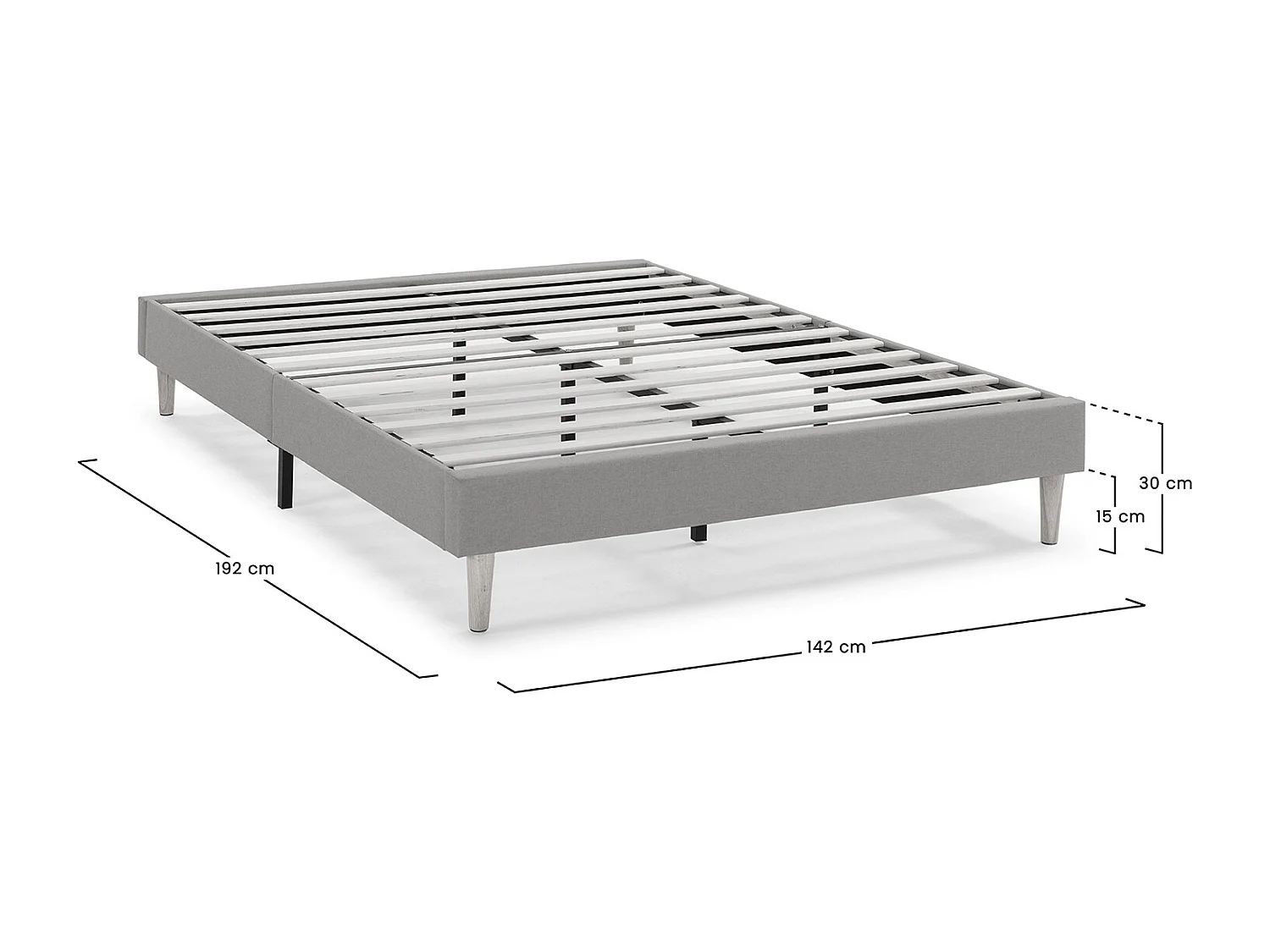 Sommier tapissier Aura 140x190 cm Gris Foncé, Hauteur 30 cm