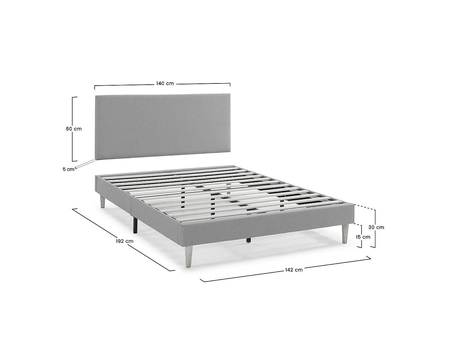 Base estofada + Cabeceira Aura 140x190 cm Bege