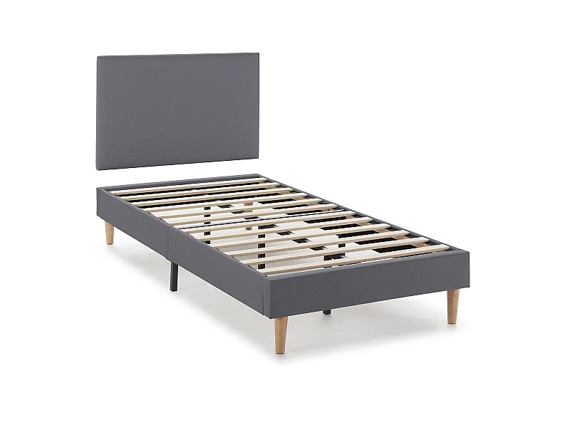 Beklede basis + Aura hoofdeinde 90x190 cm Donkergrijs