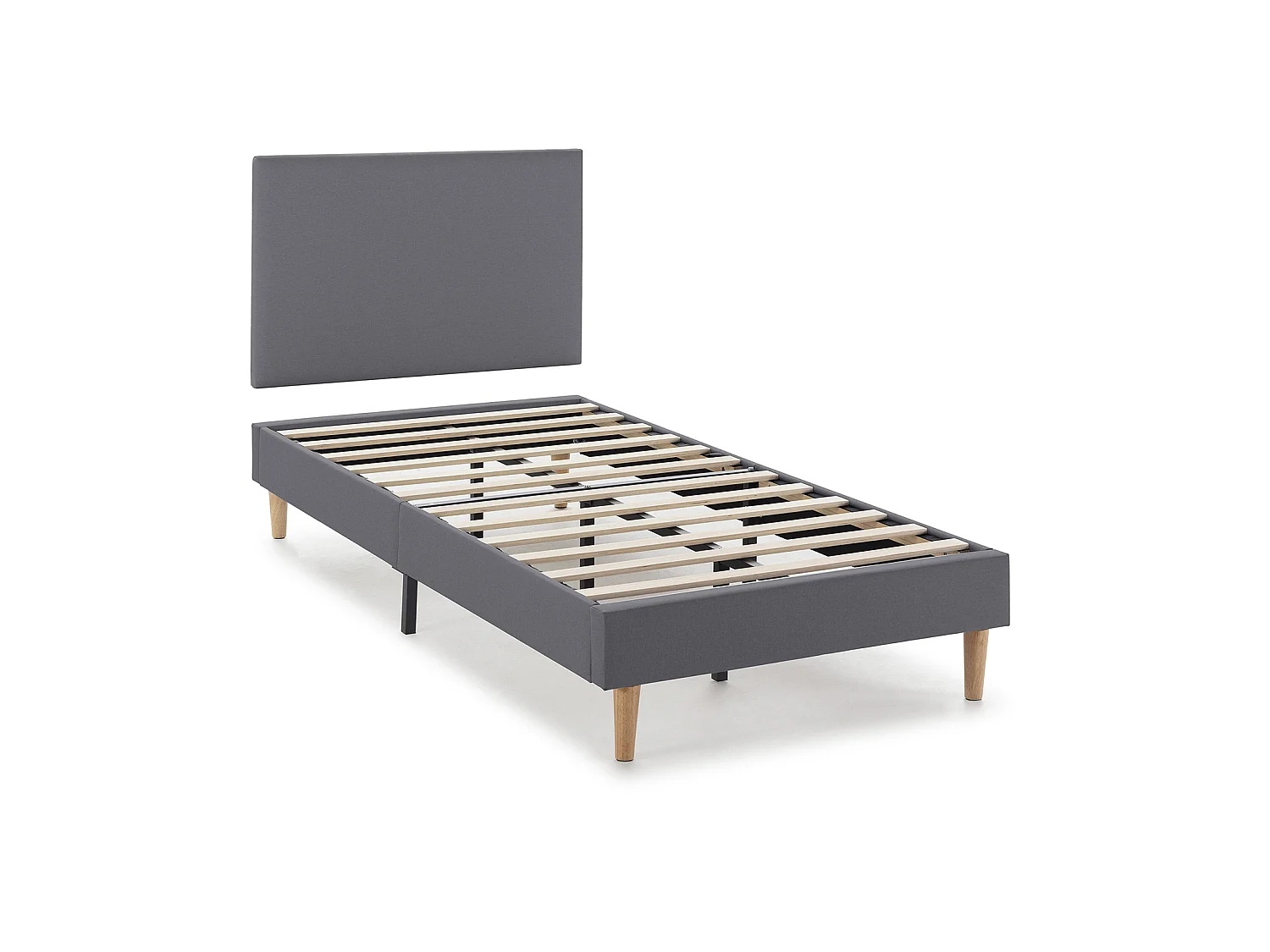 Sommier tapissier Aura + tête de lit 90x190 cm Gris Foncé, hauteur 30 cm