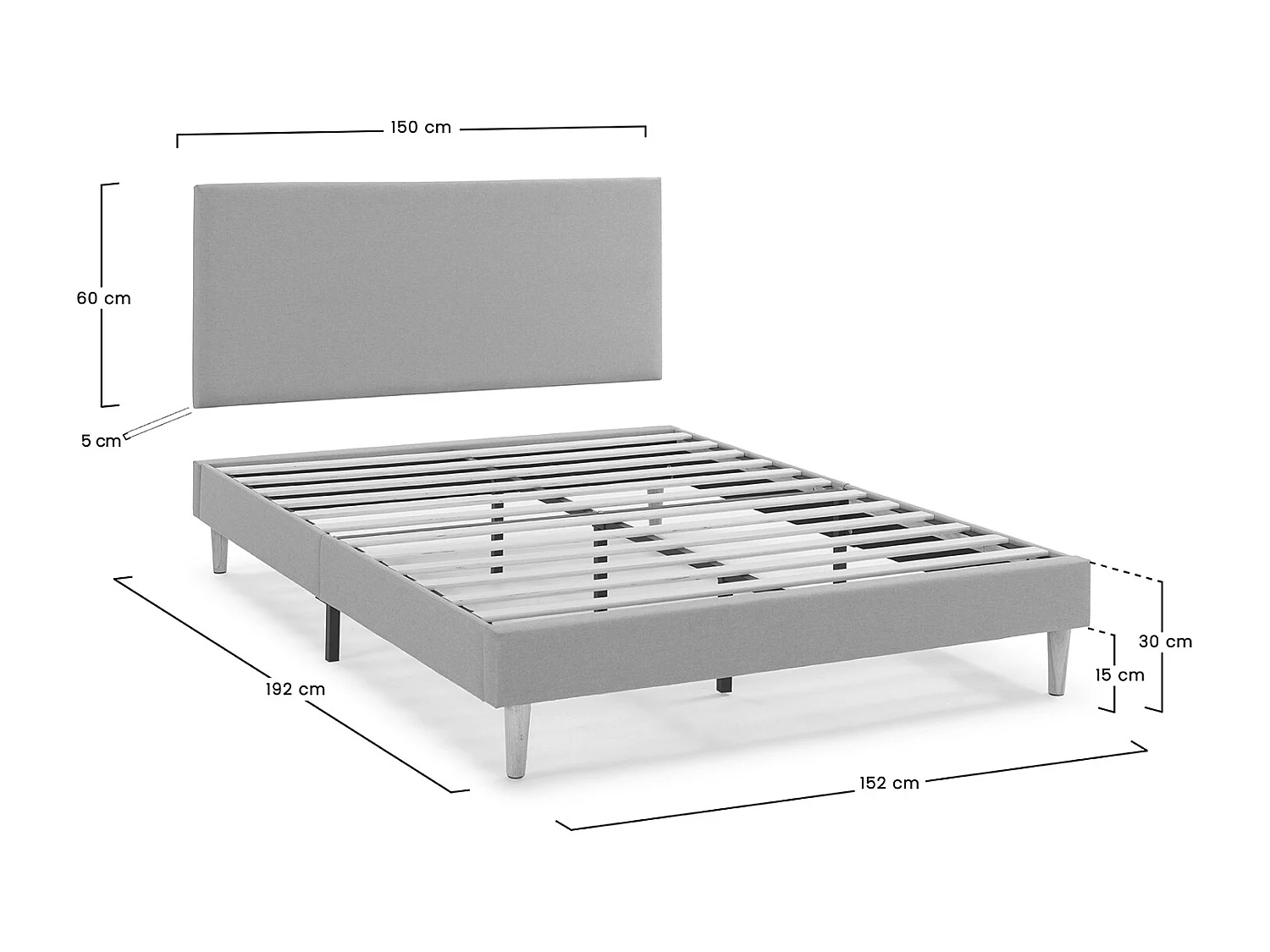 Beklede basis + Aura hoofdeinde 150x190 cm Beige