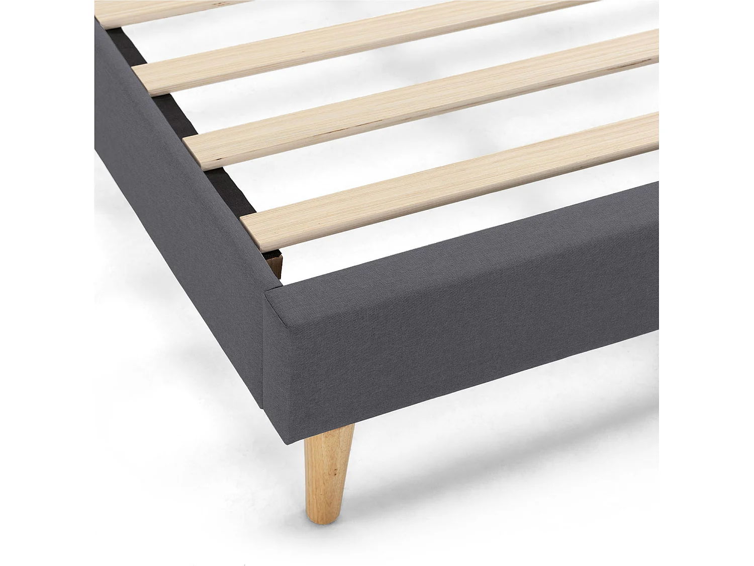 Base estofada + Cabeceira Aura 150x190 cm Cinza Escuro