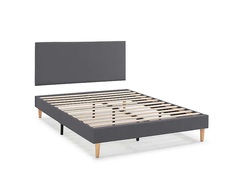 Beklede basis + Aura hoofdeinde 150x190 cm Donkergrijs