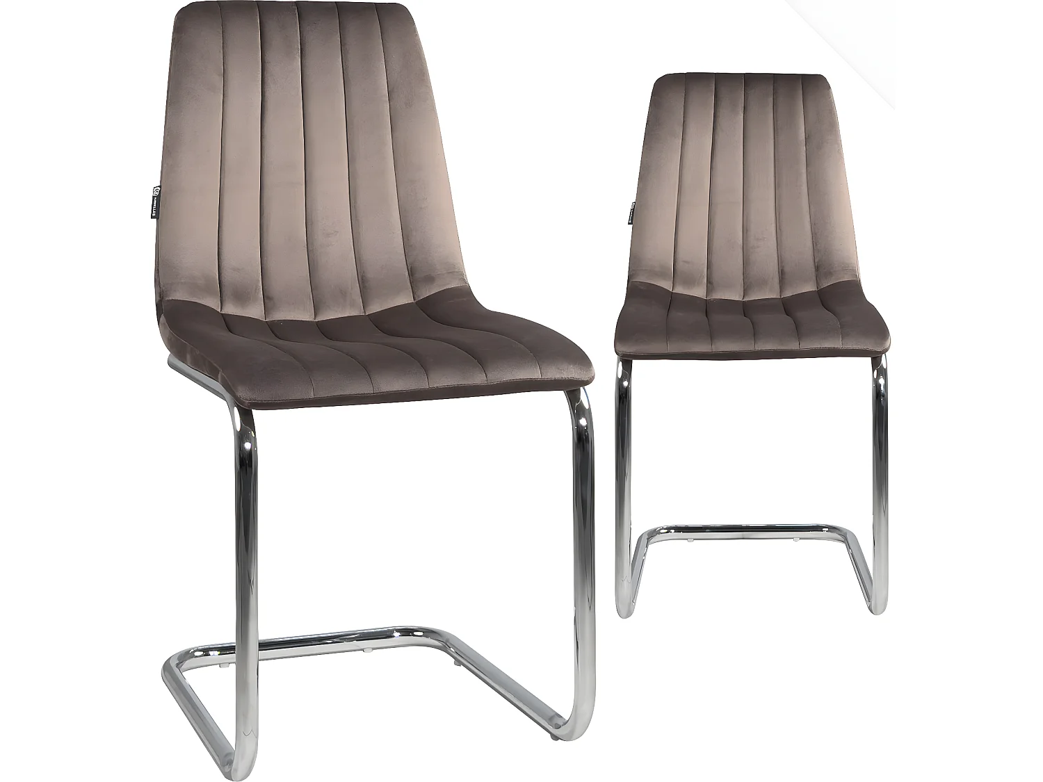 Lot 2 chaises salle à manger salon siège velours rembourré pieds acier chromé JANA (marron)