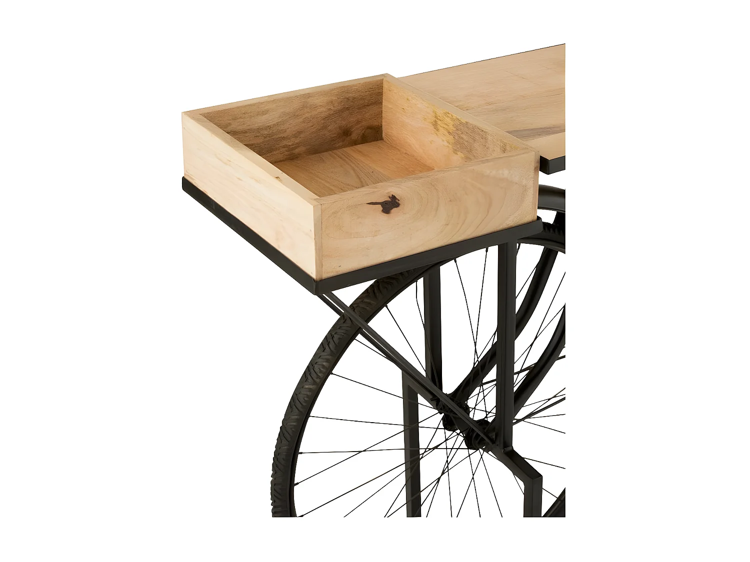 Console en Métal & Bois "Vélo" 190cm Noir