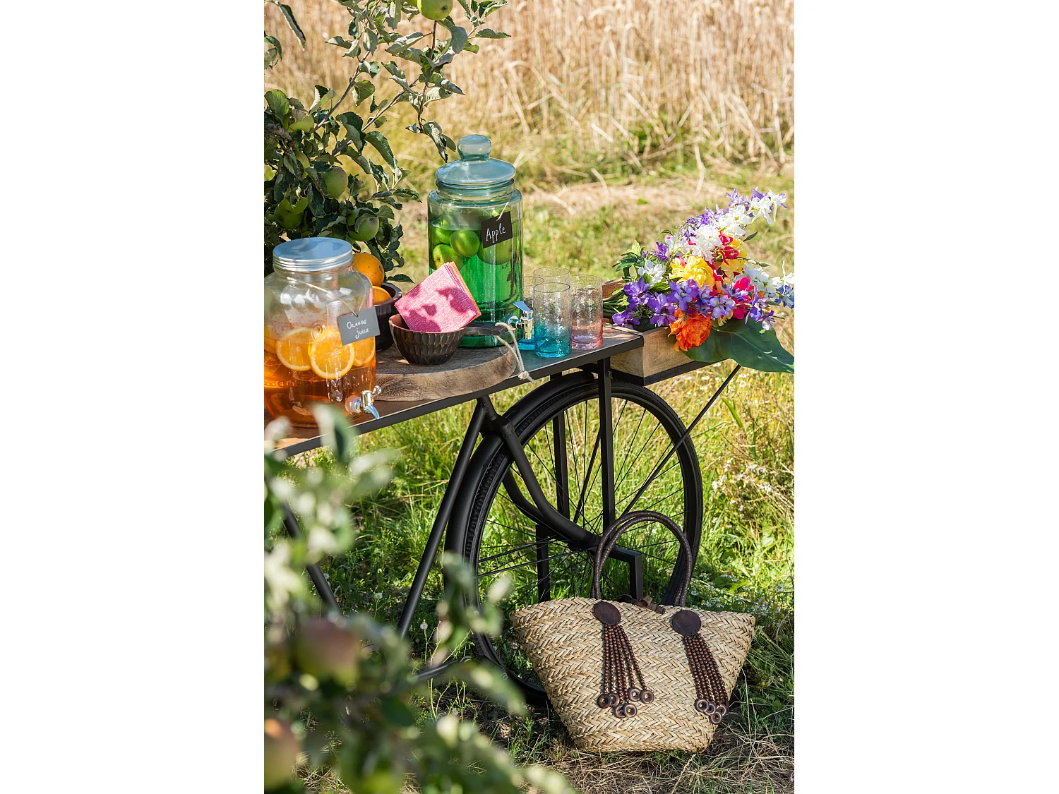 Console en Métal & Bois "Vélo" 190cm Noir