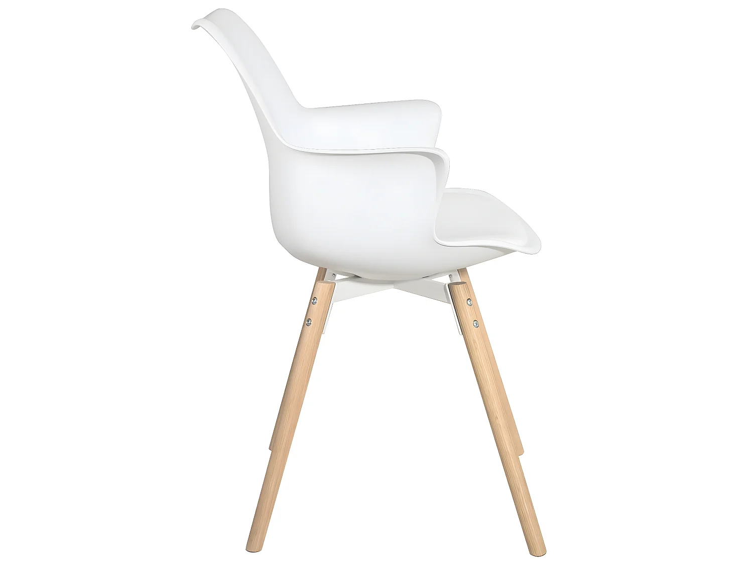 Lot 2 chaises scandinaves accoudoir pieds bois clair et coussin simili cuir MOTI (blanc)