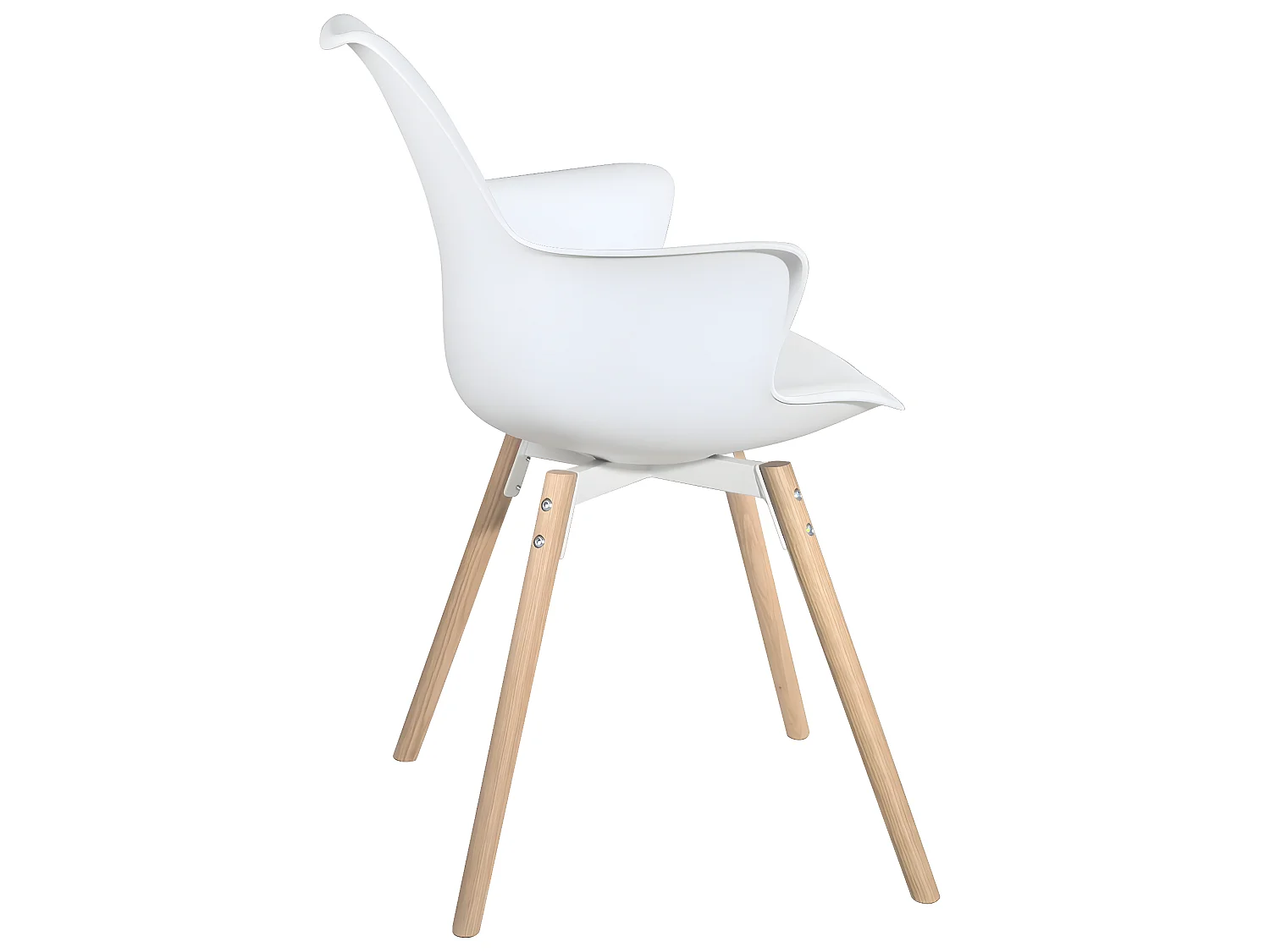 Lot 2 chaises scandinaves accoudoir pieds bois clair et coussin simili cuir MOTI (blanc)