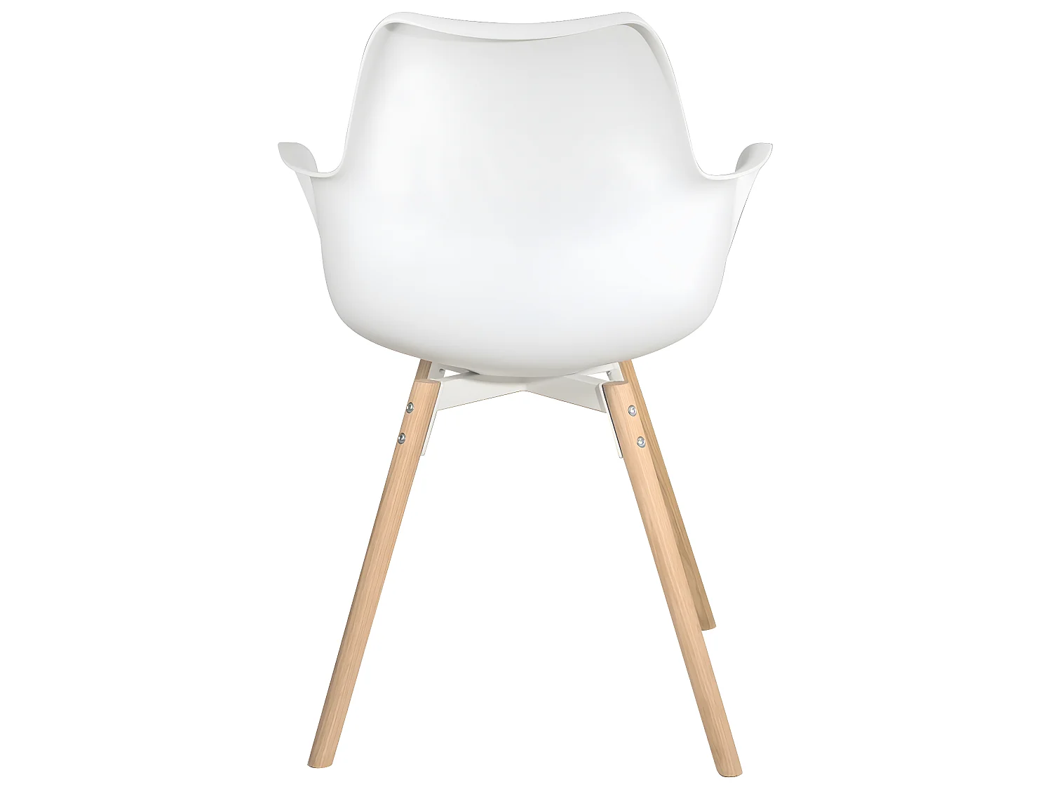 Lot 2 chaises scandinaves accoudoir pieds bois clair et coussin simili cuir MOTI (blanc)