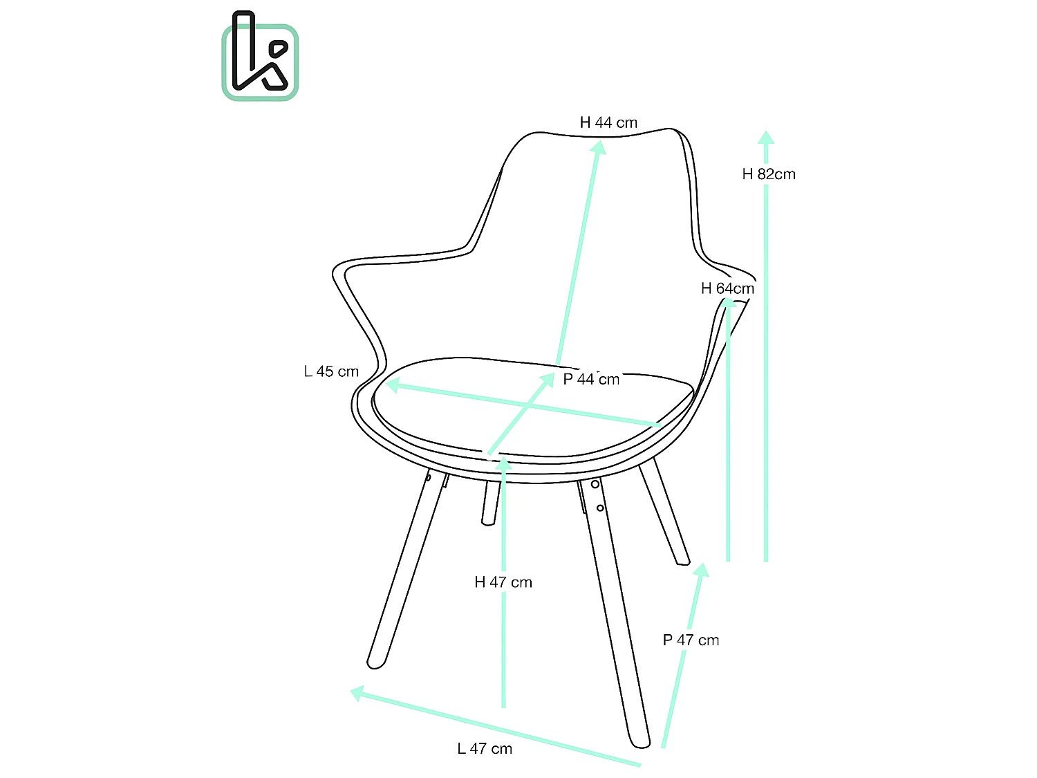 Lot 2 chaises scandinaves accoudoir pieds bois clair et coussin simili cuir MOTI (noir marron)