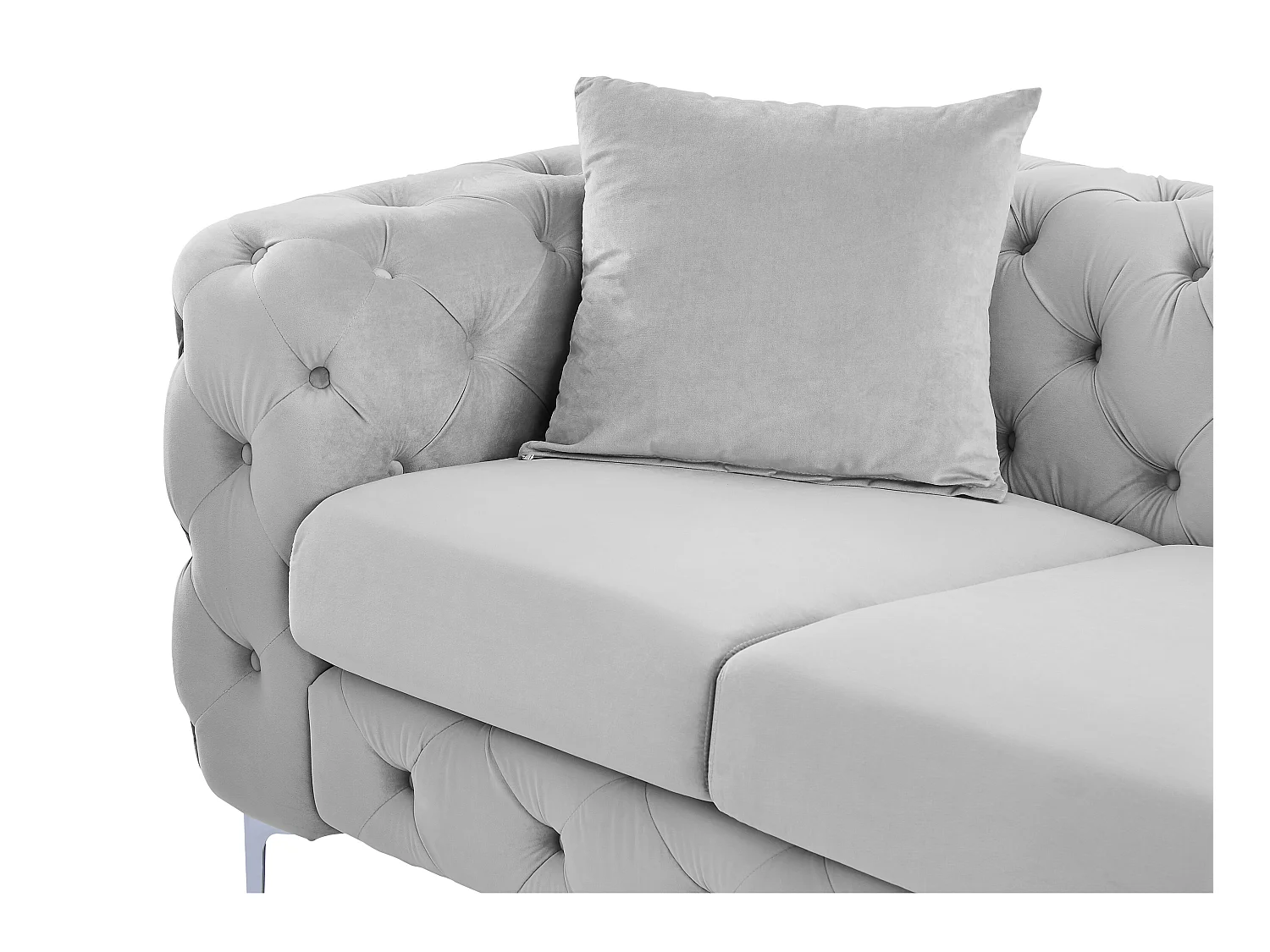 Canapé 3 places et fauteuil en velours gris clair EDWINA