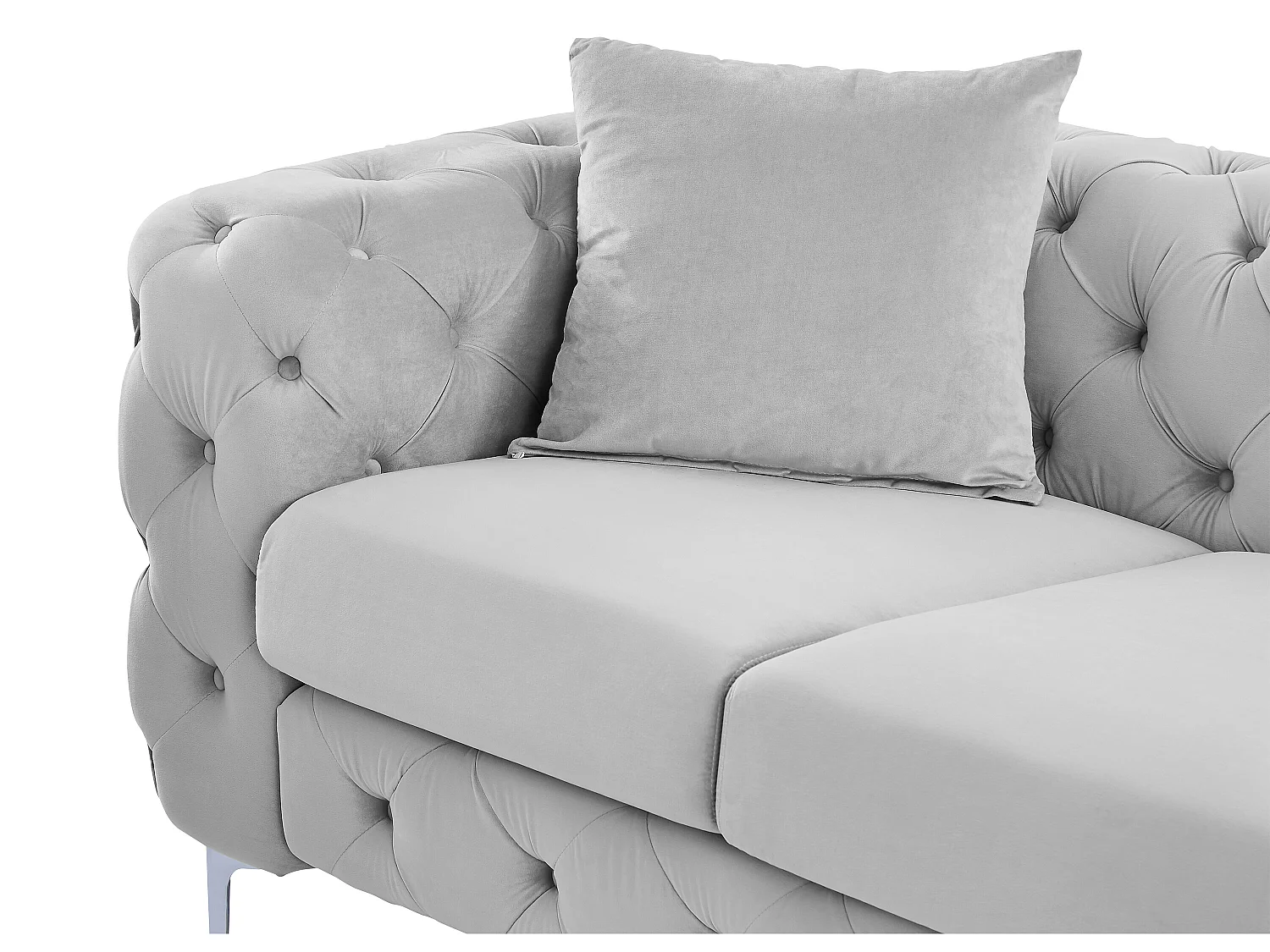 Canapé 3 places et fauteuil en velours gris clair EDWINA