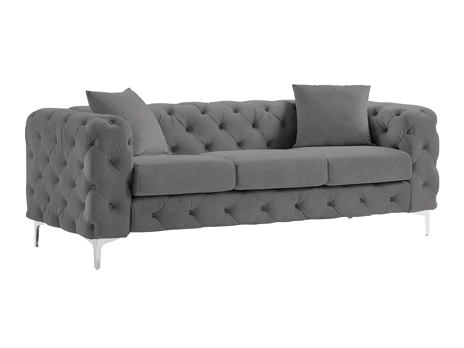 Canapé 3 places et fauteuil en velours anthracite EDWINA