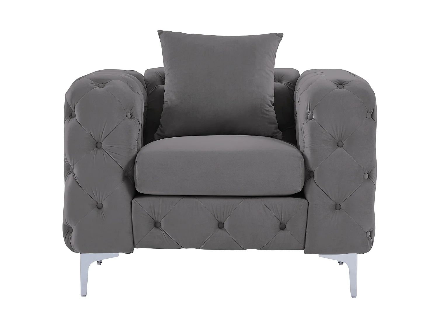 Canapé 3 places et fauteuil en velours anthracite EDWINA