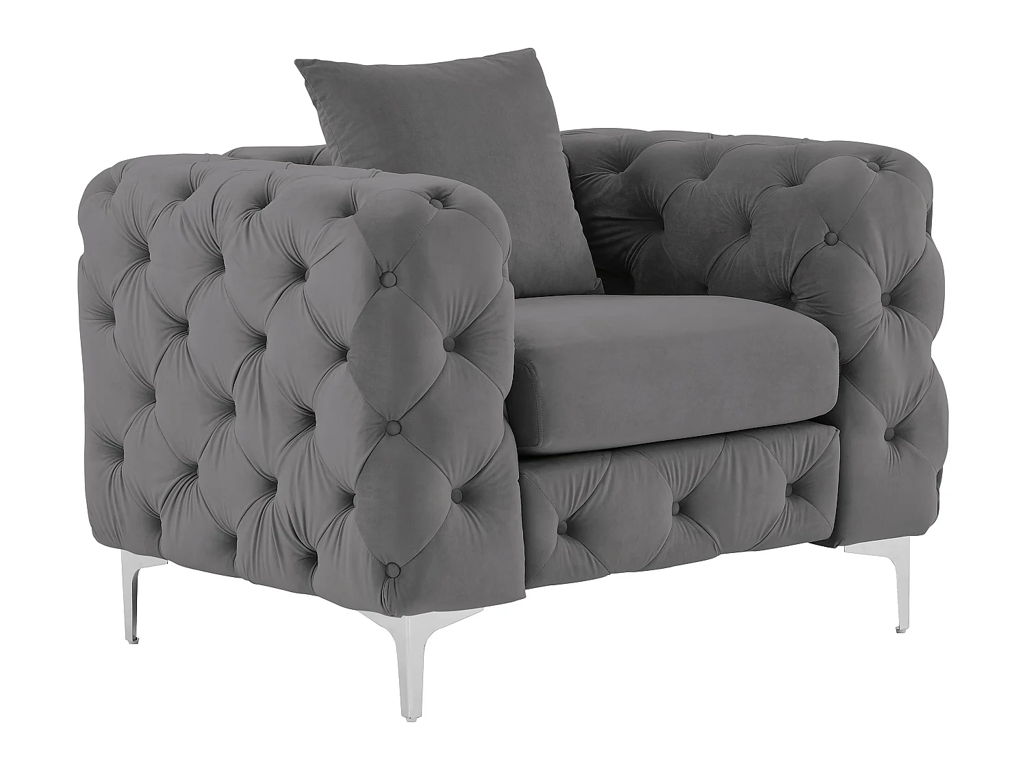 Canapé 3 places et fauteuil en velours anthracite EDWINA