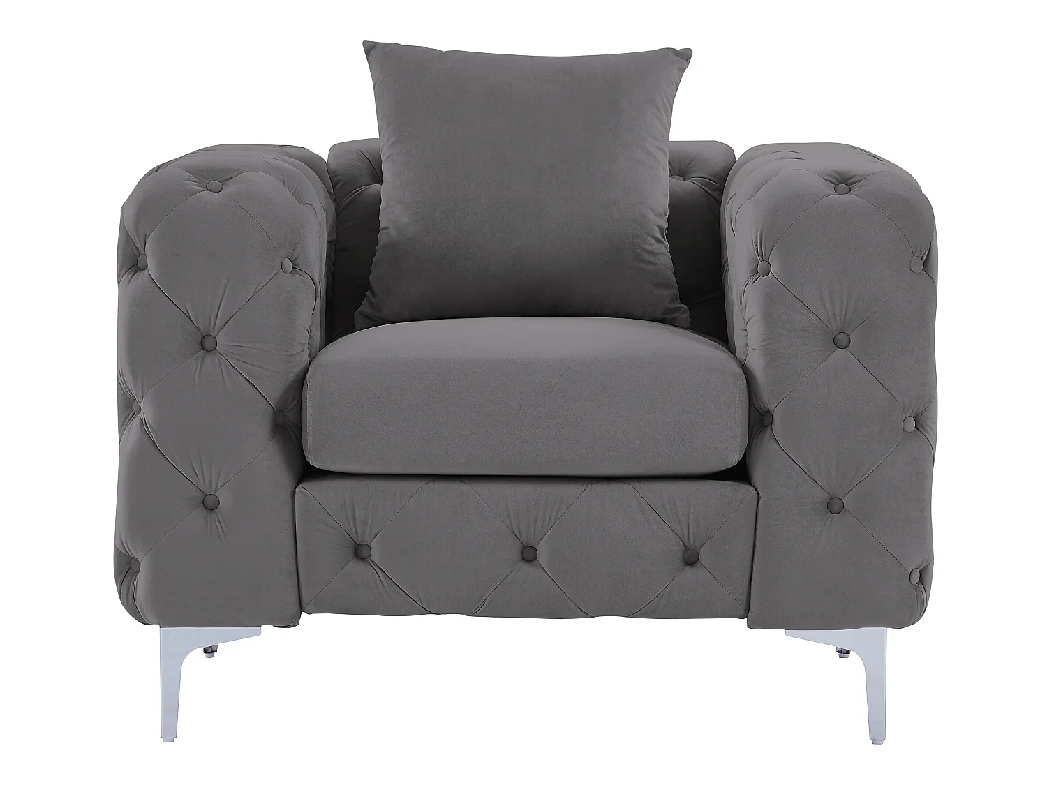 Canapé 3 places et fauteuil en velours anthracite EDWINA