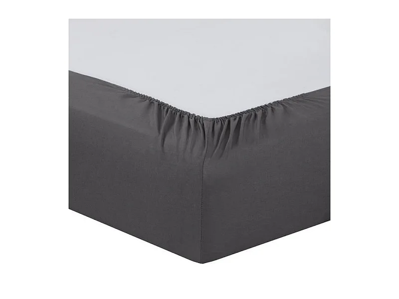 Drap Housse 140x190cm Anthracite en Coton 100% - Tissage Serré 57 fils/cm²